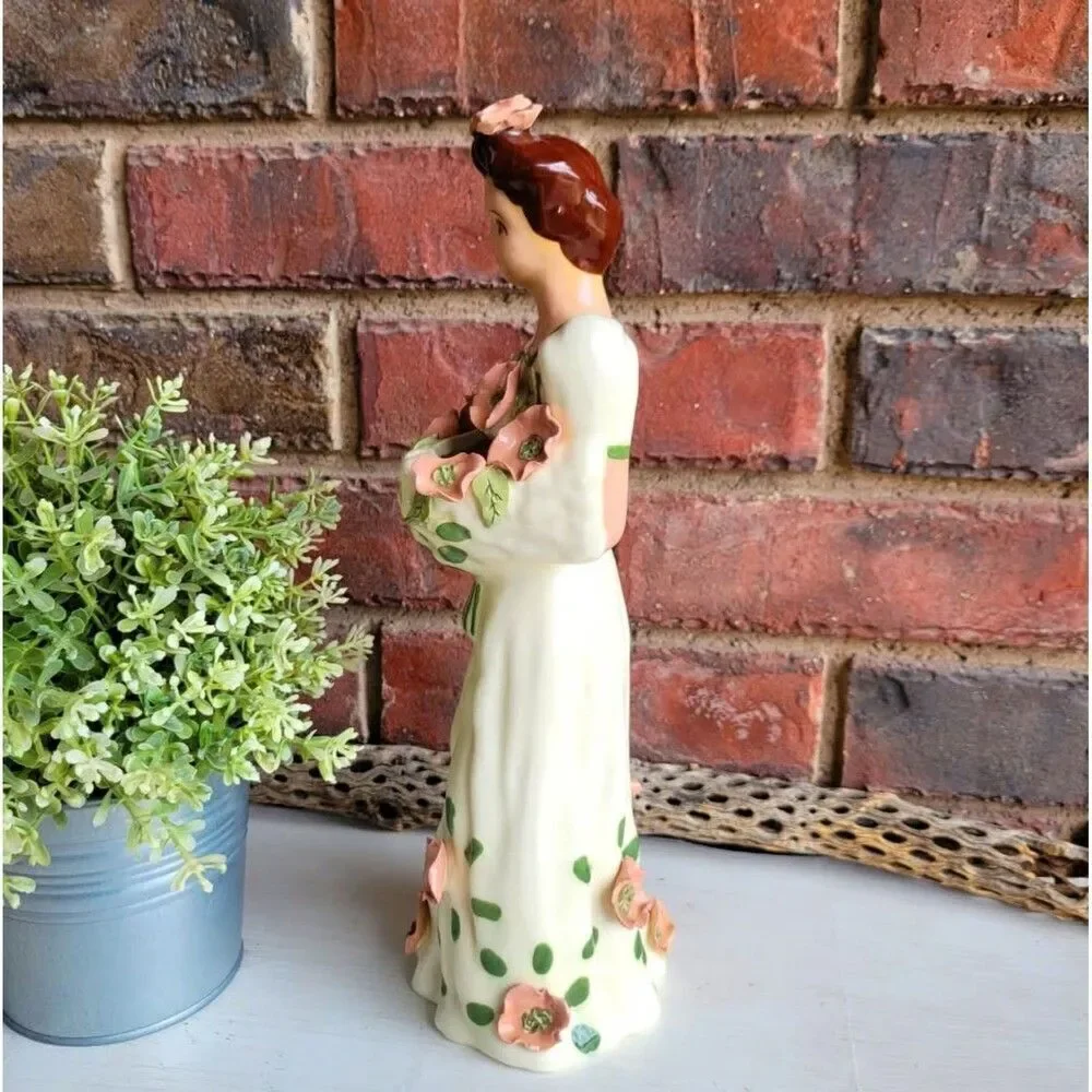 Vintage Beautiful & Rare Tall California Pottery Elegant Lady Bouquet Vase